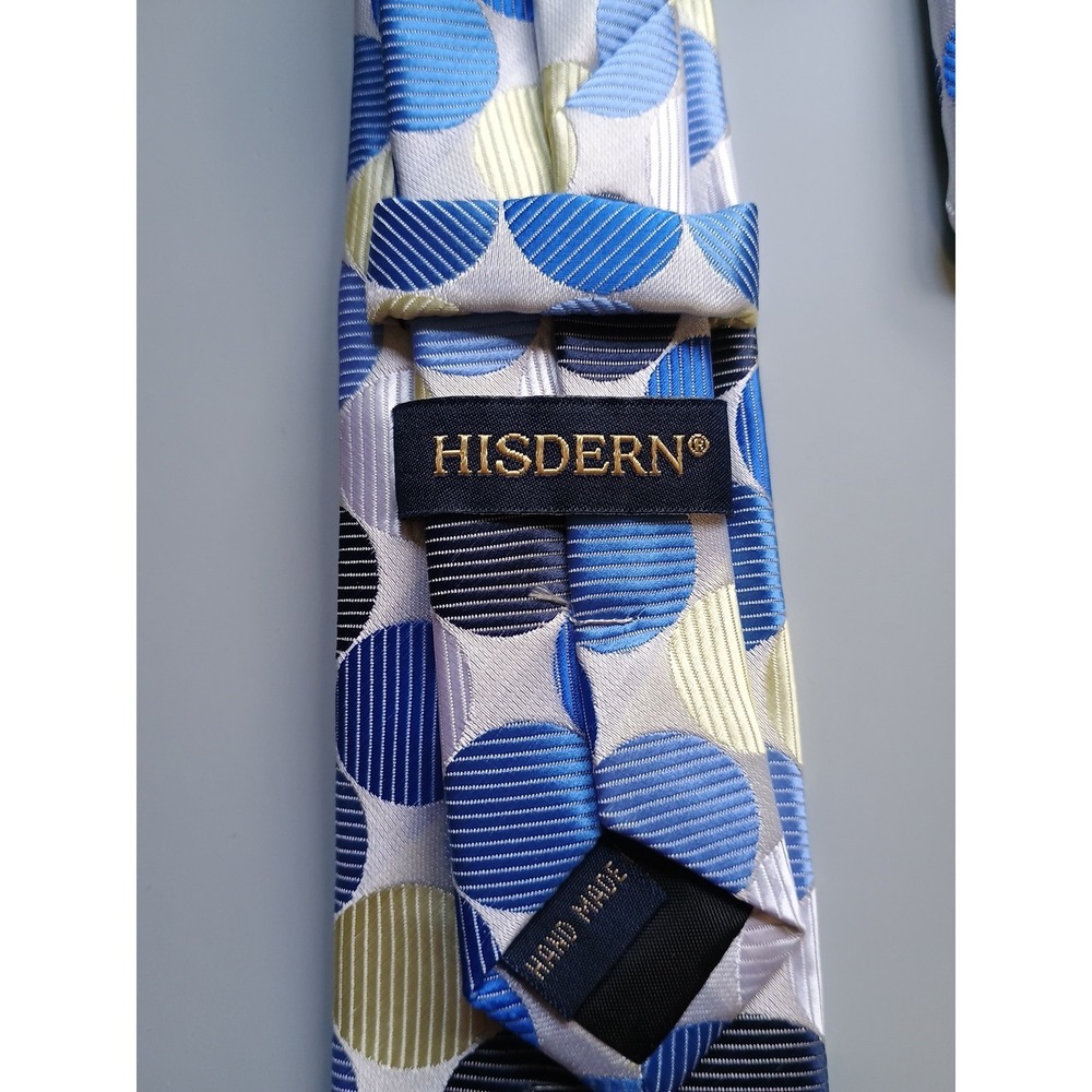 Boys‎ Easy Zipper Tie / Pocket Square Set (One Size) Polka Dots Circles Blues - Picture 3 of 4